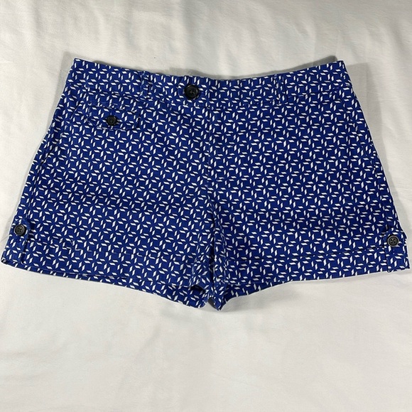 Banana Republic womens cobalt blue geometric cotton 3" inseam shorts - size 4 - Picture 2 of 10